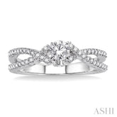 1/2 Ctw Diamond Engagement Ring with 1/4 Ct Round Cut Center Stone in 14K White Gold
